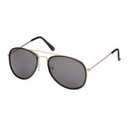 Black aviator sunglasses with smoke lenses  on a white background
