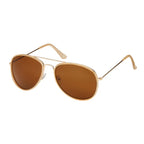 Cream aviator sunglasses with brown lenses  on a white background