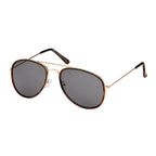 Tortoise aviator sunglasses with smoke lenses  on a white background