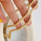 18K Non-Tarnish Classic Wheat Chain Necklace-Gold