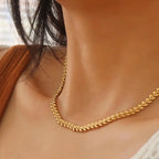 18K Non-Tarnish Classic Wheat Chain Necklace-Gold