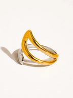 18K Non-Tarnish Two Toned Ring-Gold Silver
