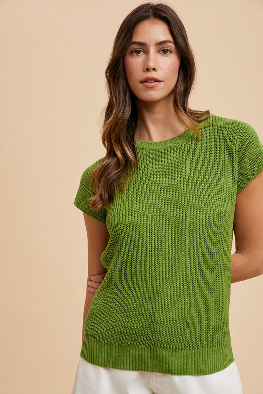 Dolman Sleeve Knit Top-Matcha Green