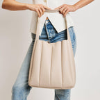 Pleated Detail Hobo Handbag-Oatmeal