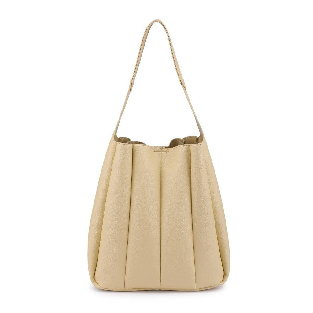 Pleated Detail Hobo Handbag-Oatmeal