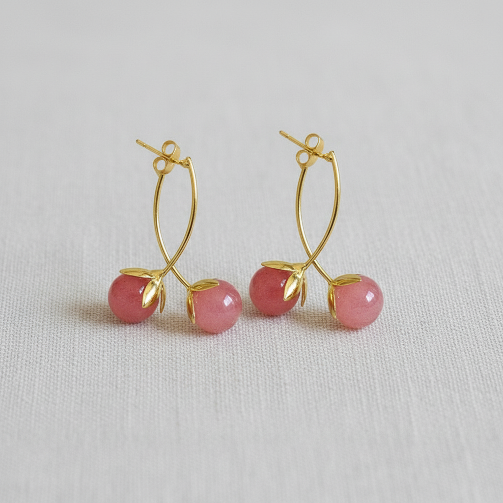 Tomato Drop Earrings-Pink