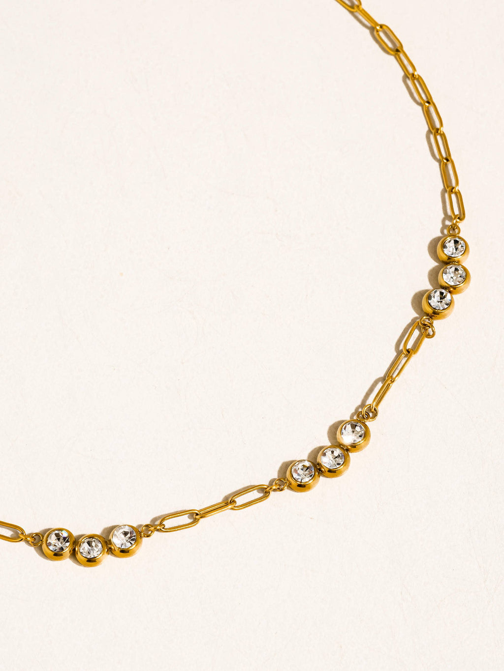 Éclaire Non-Tarnish CZ Station Chain Necklace-18K Gold Plated