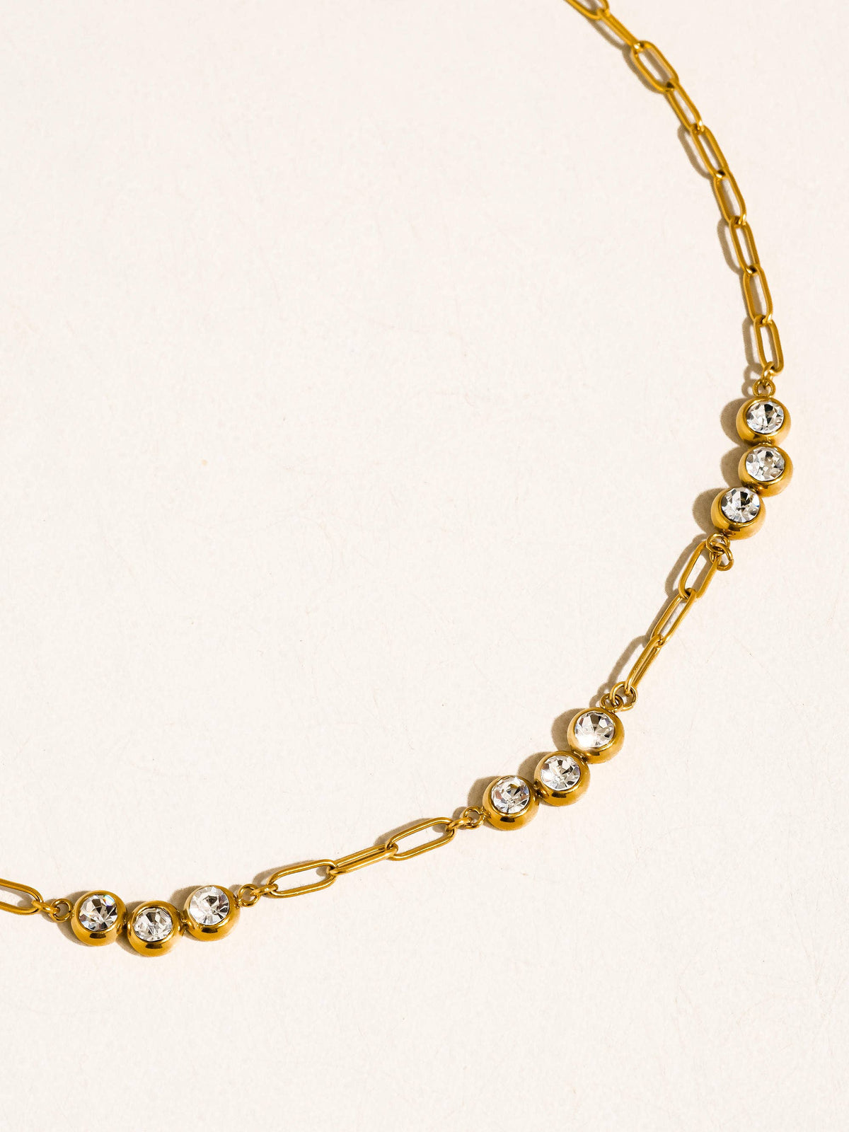 Éclaire Non-Tarnish CZ Station Chain Necklace-18K Gold Plated
