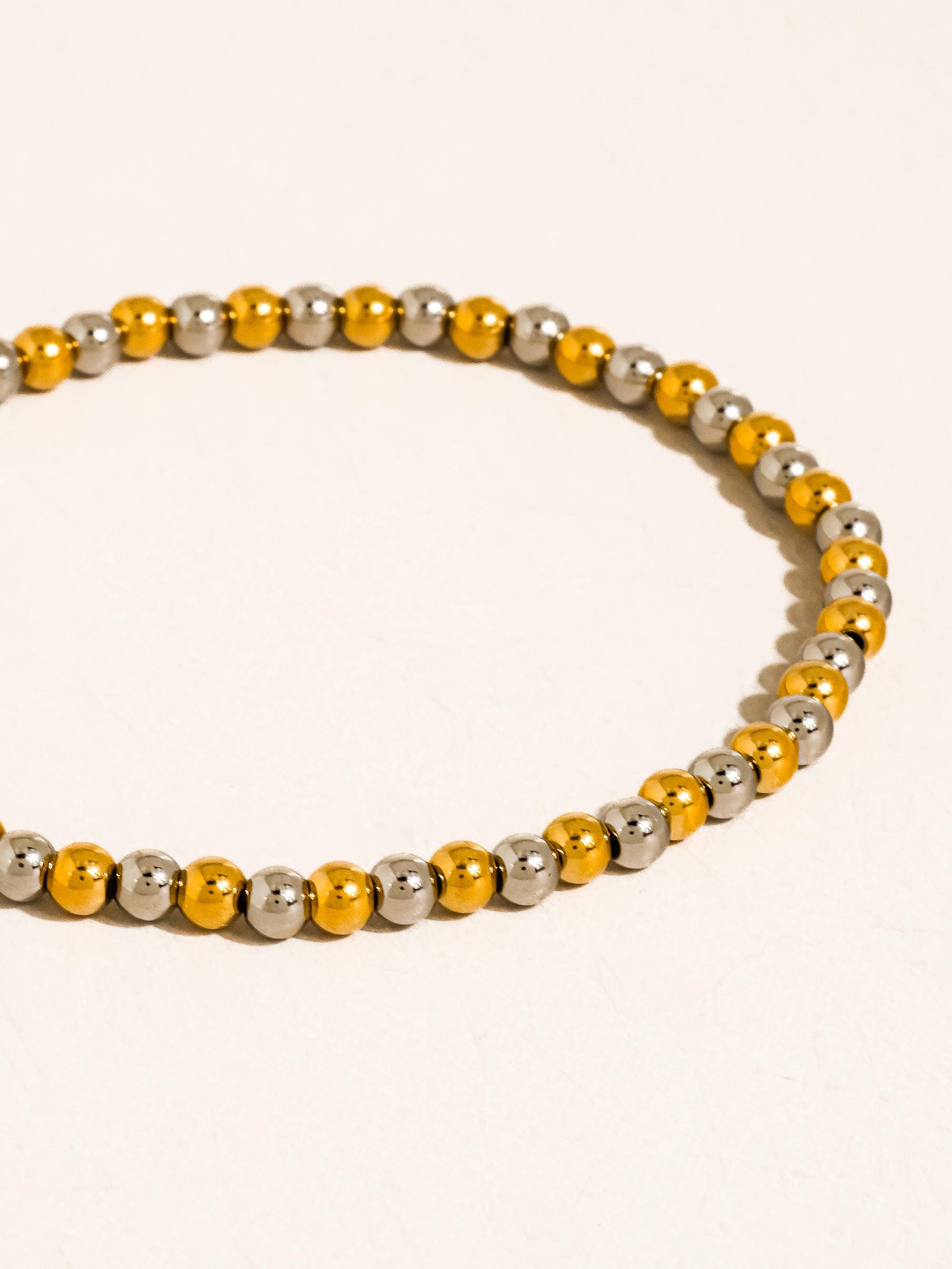 Perlisse Non-Tarnish Two Tone Beaded Bracelet-18K Gold Plated