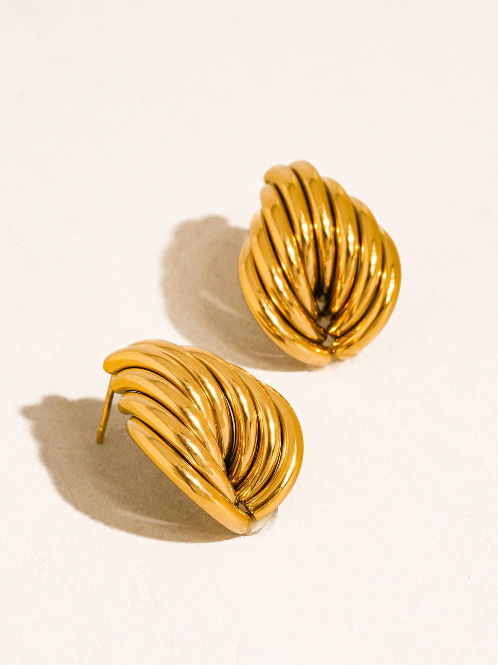 Lysandra Non-Tarnish Layered Teardrop Earrings-18K Gold Plated