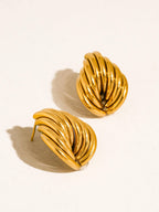 Lysandra Non-Tarnish Layered Teardrop Earrings-18K Gold Plated