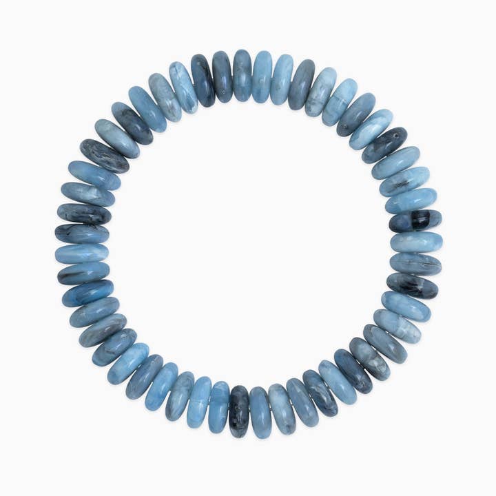 Kadence Wide Marble Beaded Stretch Bracelet-Navy