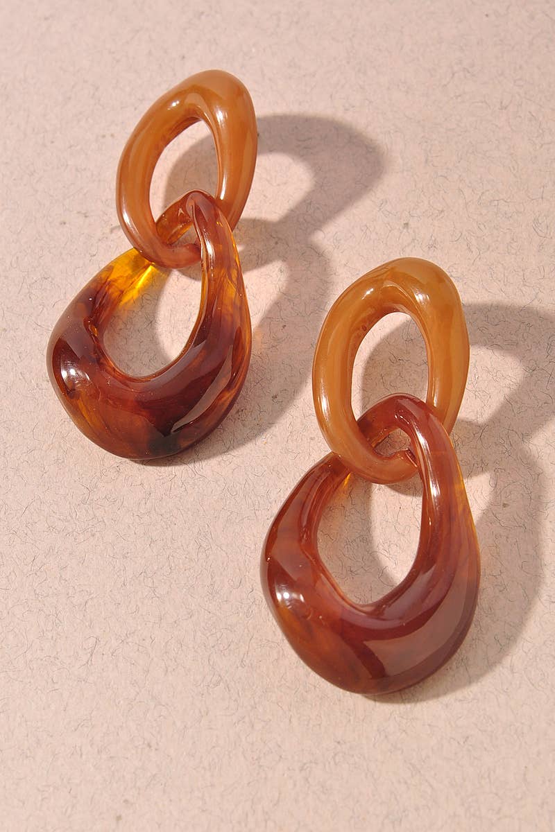 Anne Interlocking Earrings-Brown