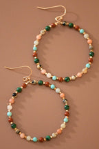 Clarissa Natural Stone Beaded Circle Drop Earrings