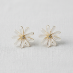 Daisy Crystal Stud Earrings-White