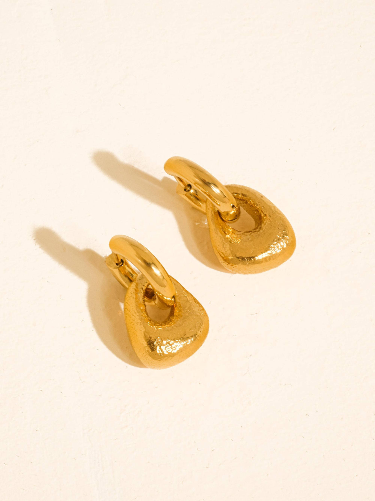 Amoret Non-Tarnish Modern Textured Earrings-18K Gold Plated