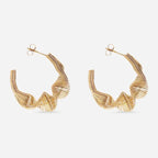 Non-Tarnish Wavy Hoop Earrings - 18k Gold-Plated
