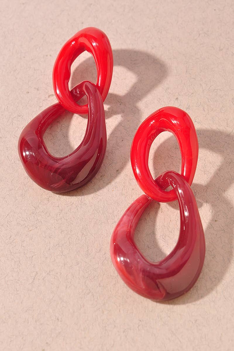 Anne Interlocking Earrings-Red