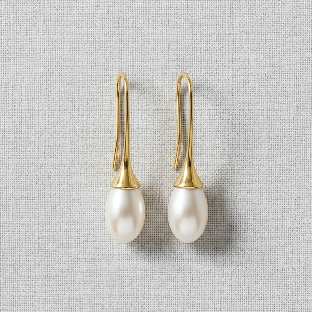 Vintage Teardrop Earrings-Pearl