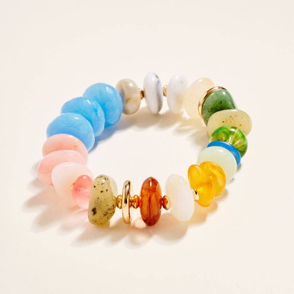 7.25 Mixed Colorful Resin Bead Stretch Bracelet