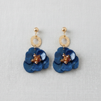Floral Petal Stud Earrings-Silver