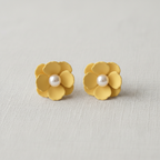 Floral Stud Earrings-Yellow