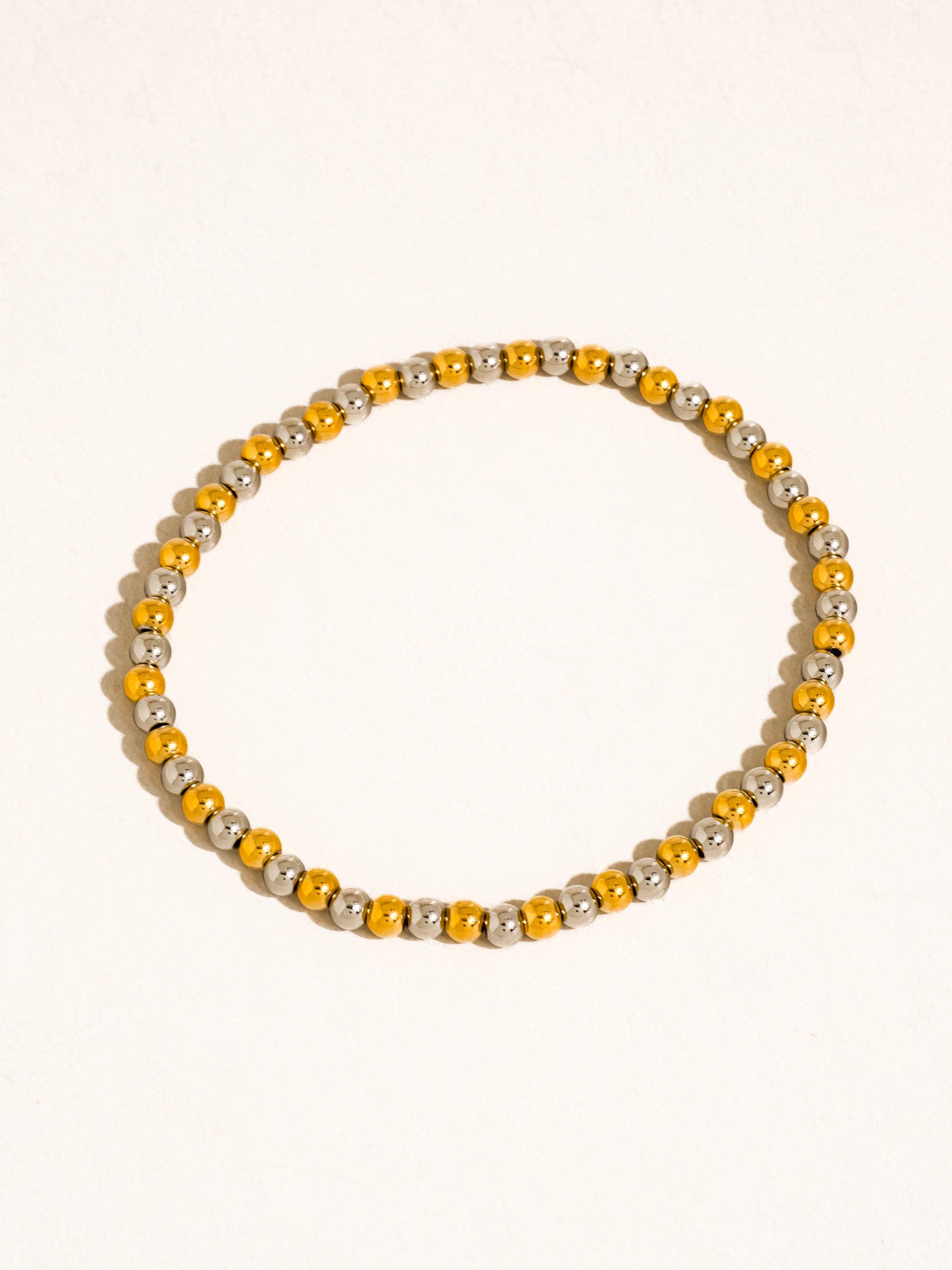 Perlisse Non-Tarnish Two Tone Beaded Bracelet-18K Gold Plated