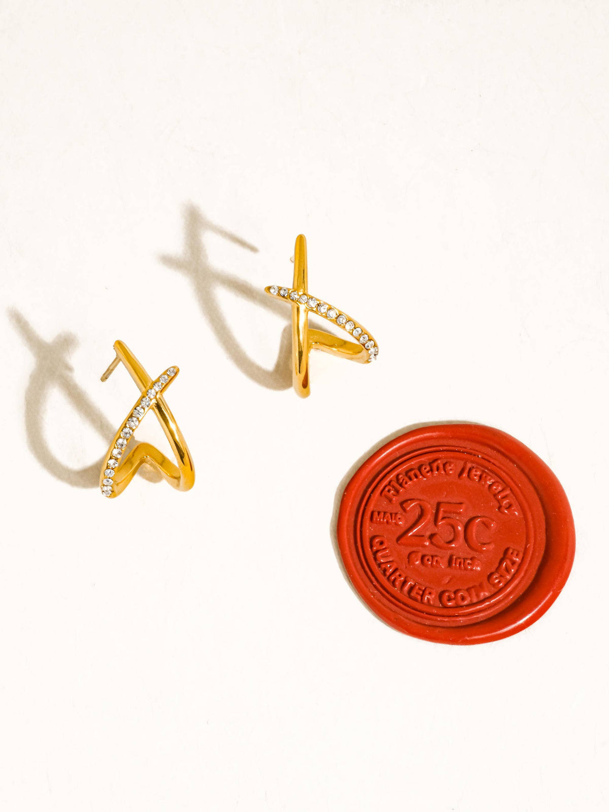 Echo Non-Tarnish CZ Crossover Earrings-18K Gold Plated