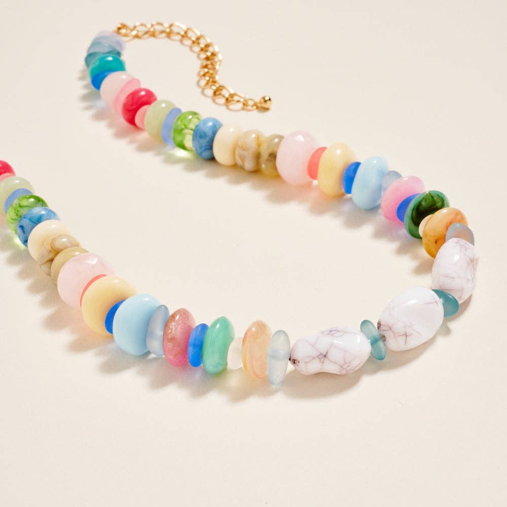 16 Inch Marbled Ombre Resin Bead Seaglass Necklace