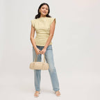 Athena Slim Baguette Shoulder Bag-Nude Vegan Leather