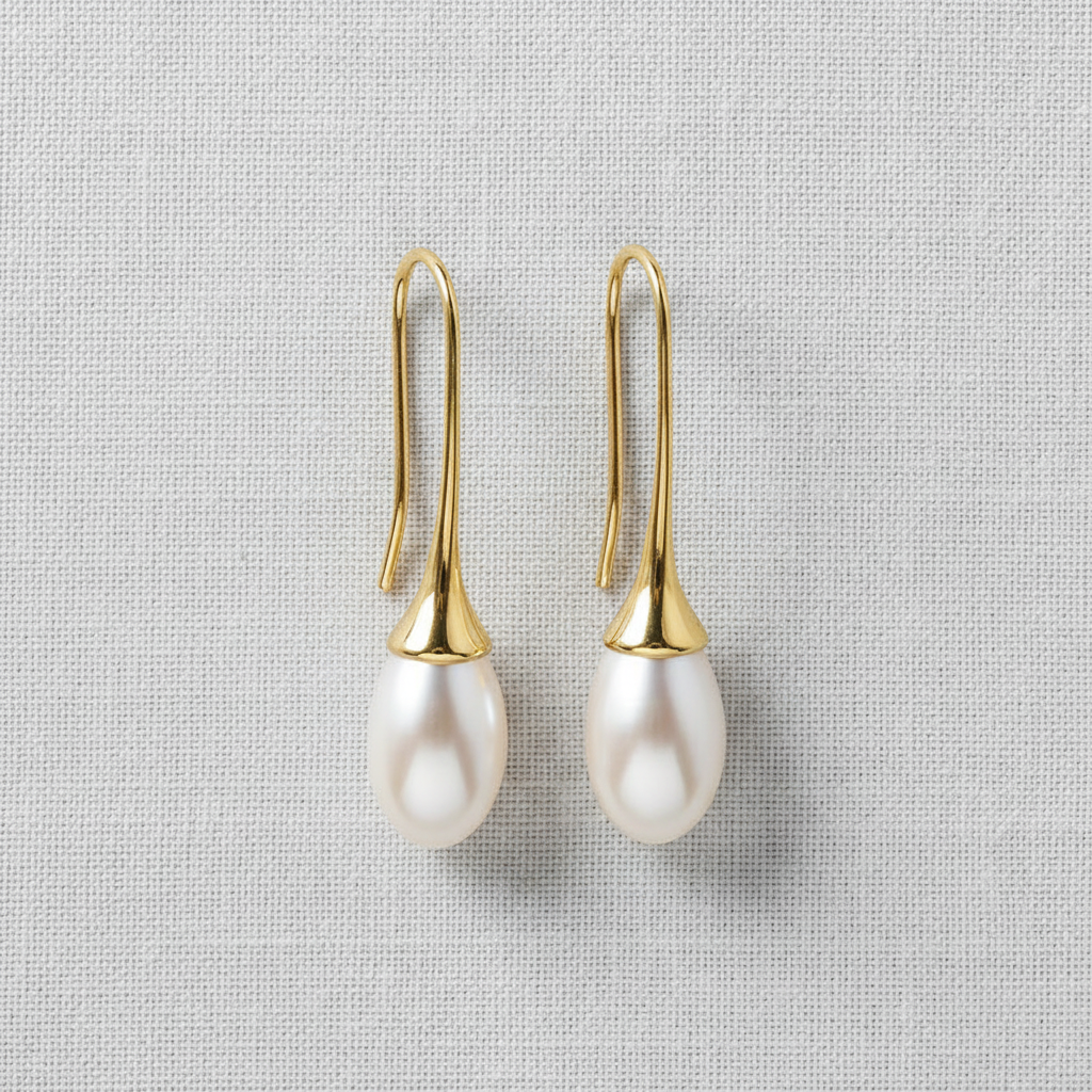 Vintage Teardrop Earrings-Pearl