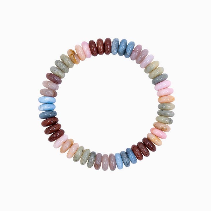 Autumn Marble Beaded Stretch Bracelet-Dark Multi