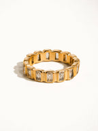 Sterling Non-Tarnish Rhinestone Ring-18K Gold Plated