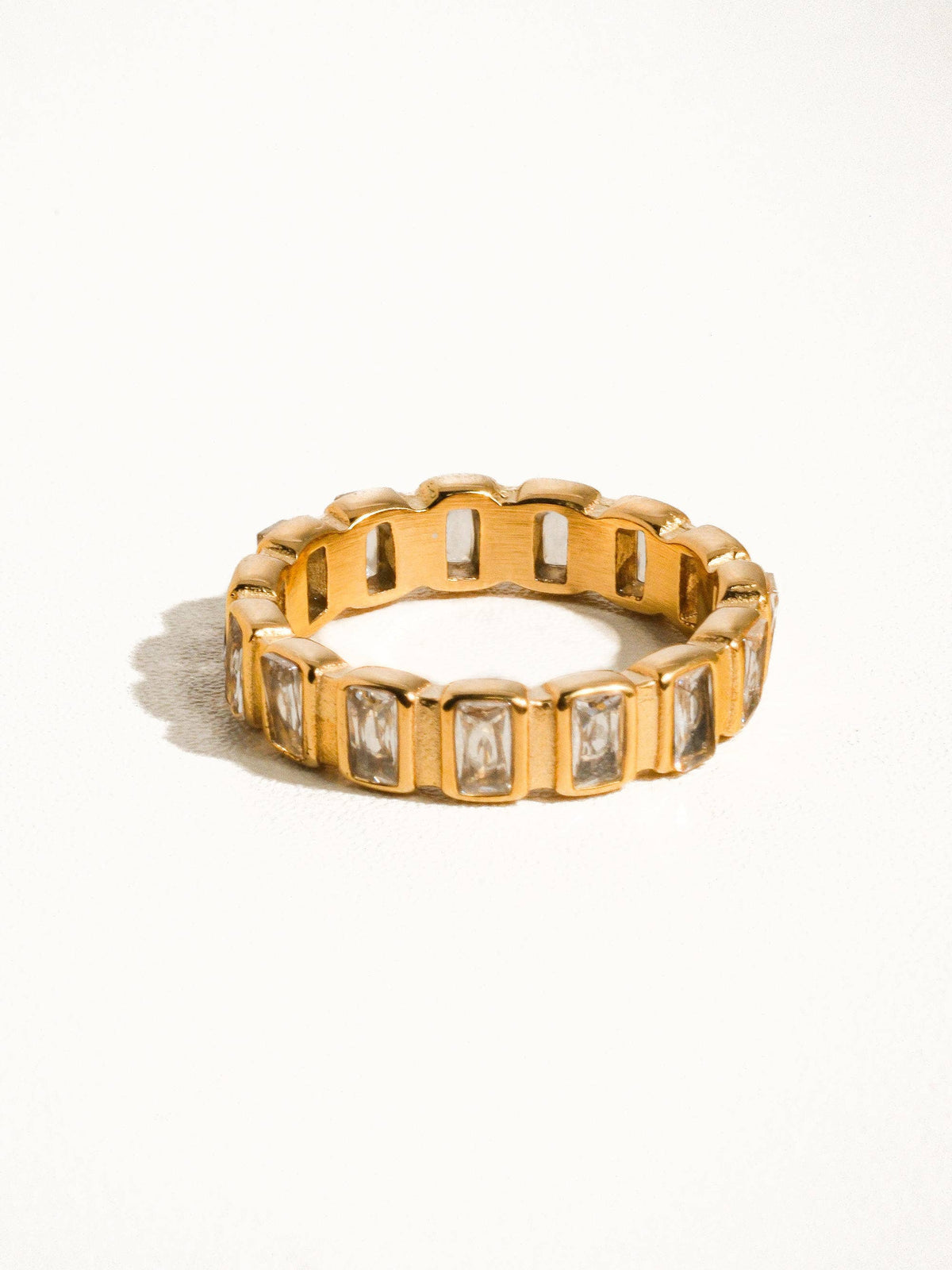 Sterling Non-Tarnish Rhinestone Ring-18K Gold Plated