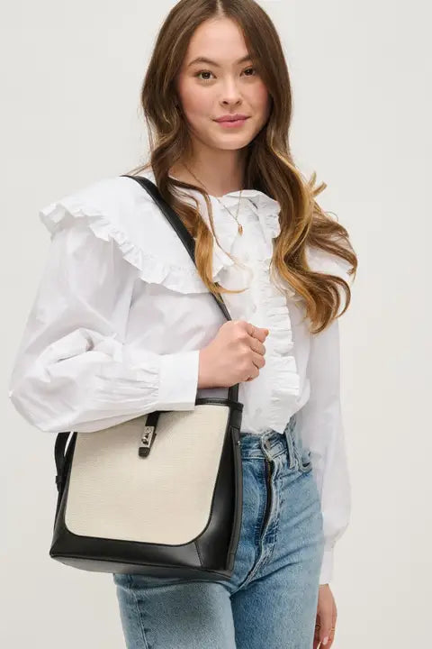 Mabel Bucket Bag-Black Ivory