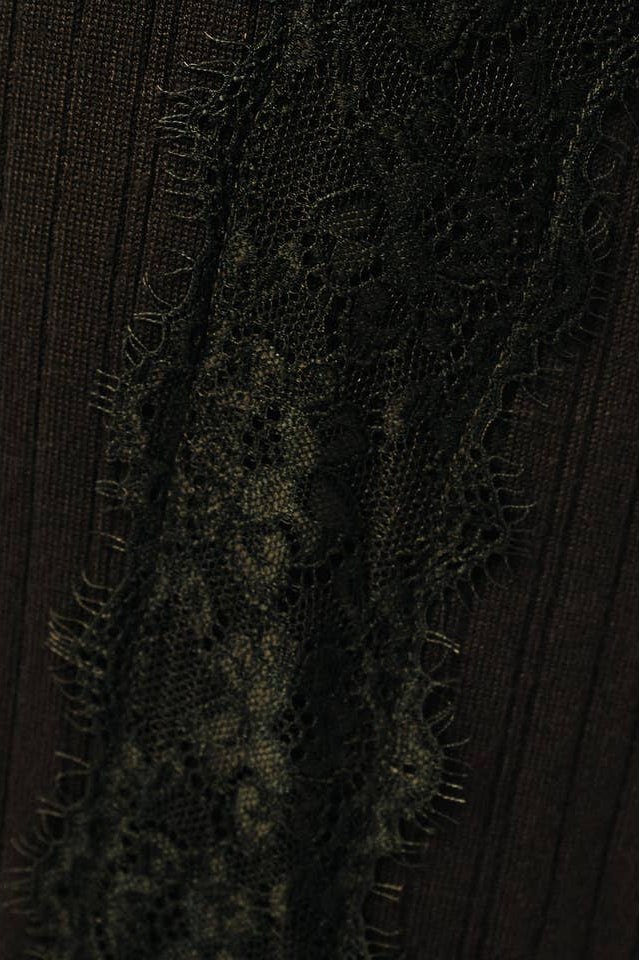 Brooke Lace Trim Insert Midi Dress-Olive Ribbed Knit