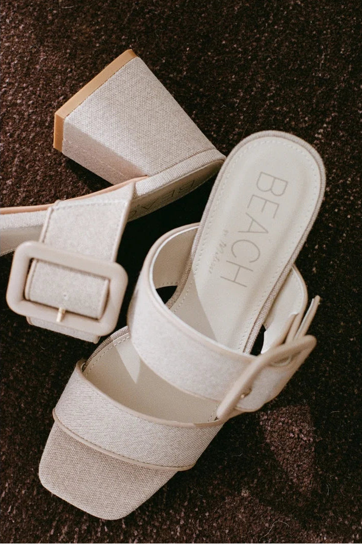 Lucy Double Strap Buckle Sandal-Sand Textile